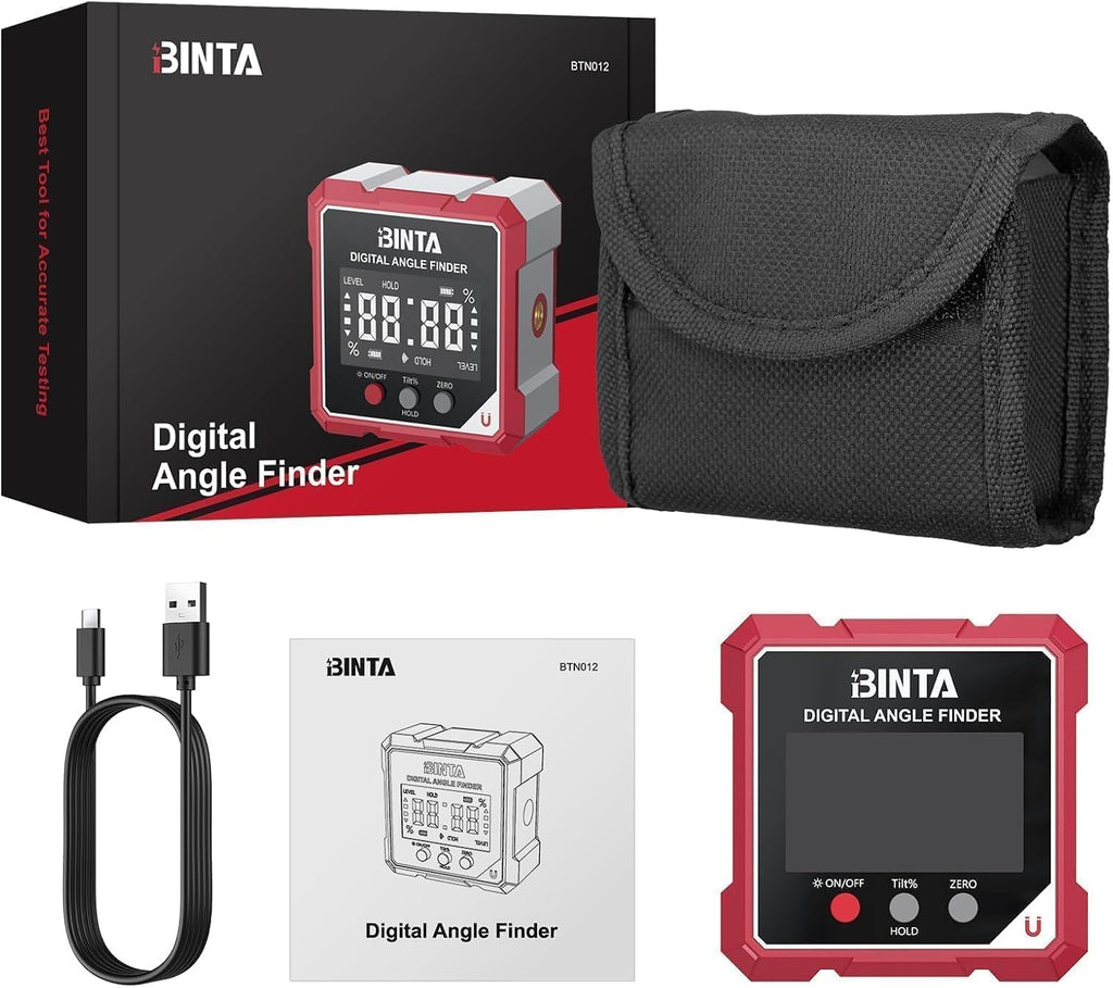 Rechargeable Digital Angle Finder with Dual Laser & Magnetic Base