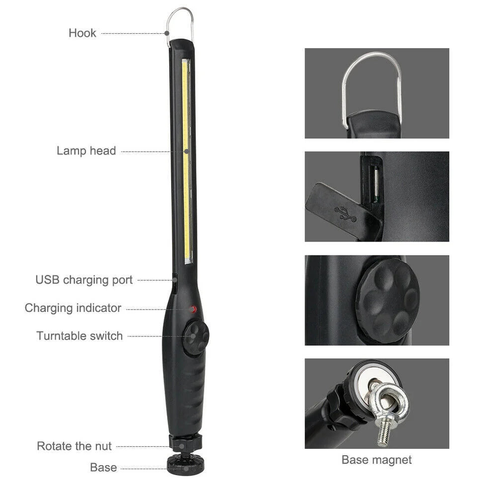 2-Pack Rechargeable Magnetic LED Work Lights – USB Cordless