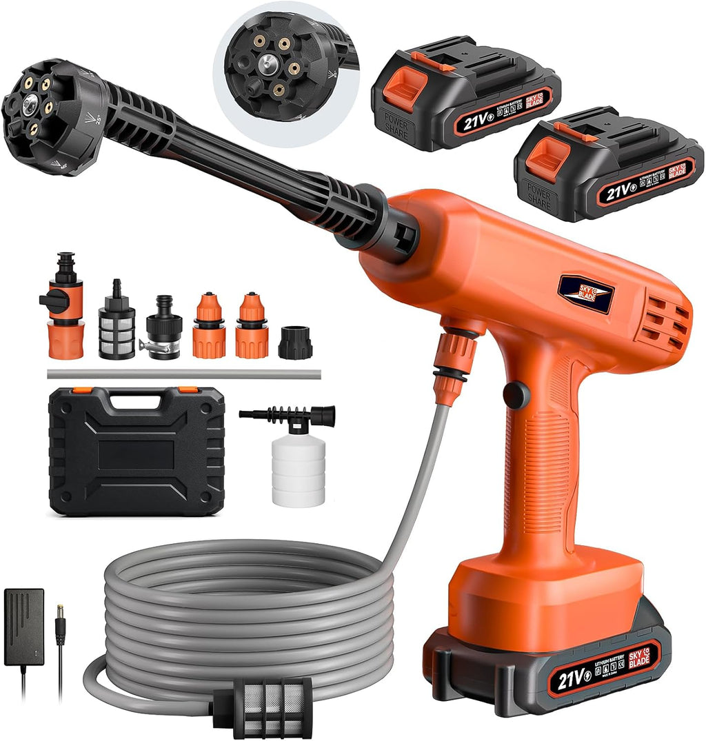 Cordless Power Washer Kit – 6-in-1 Adjustable Nozzle & Dual Batteries
