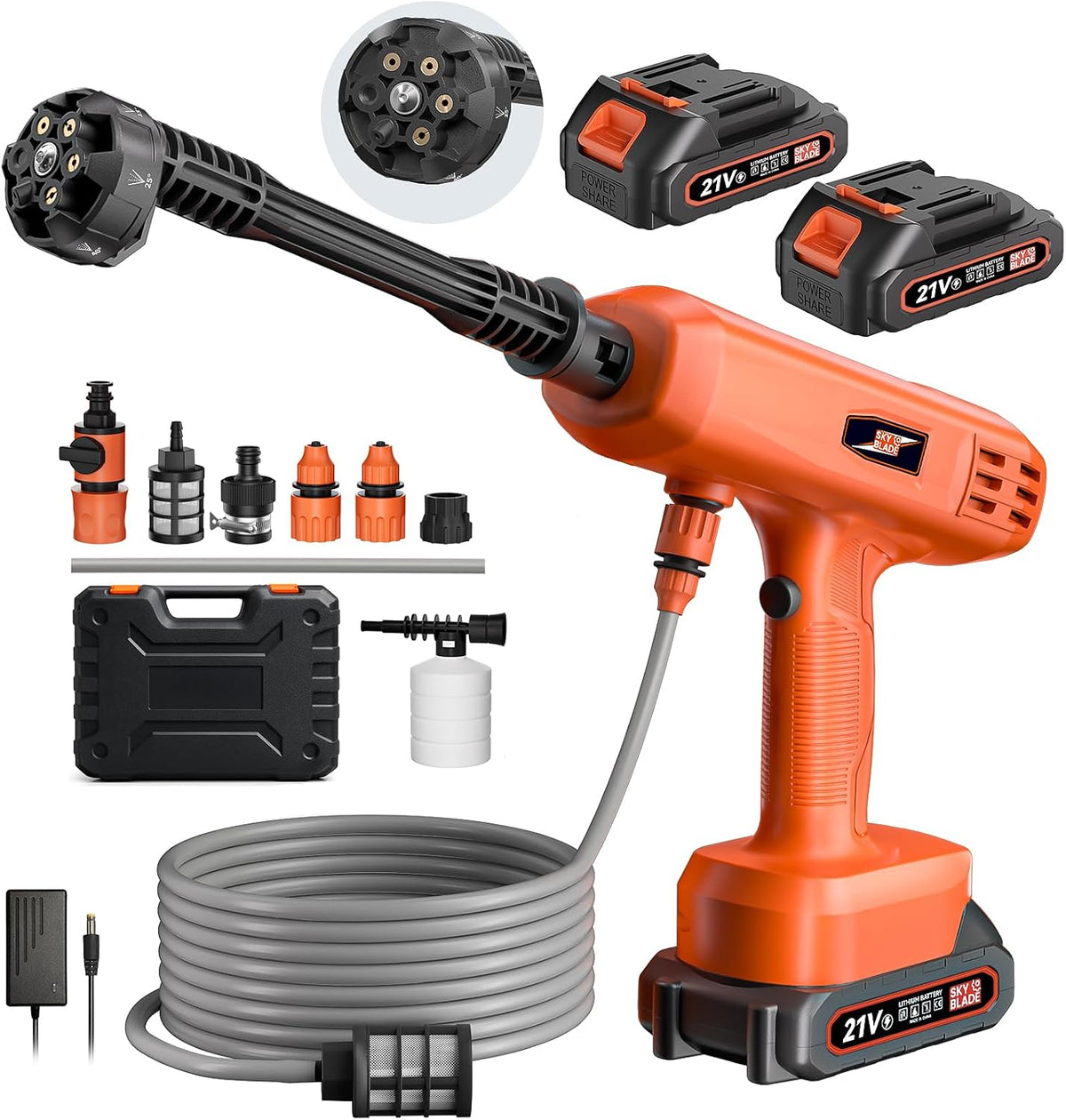 Cordless Power Washer Kit – 6-in-1 Adjustable Nozzle & Dual Batteries