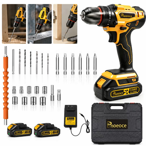 20V Cordless Drill Kit – Dual Batteries, 25+1 Clutch & Accessory Set