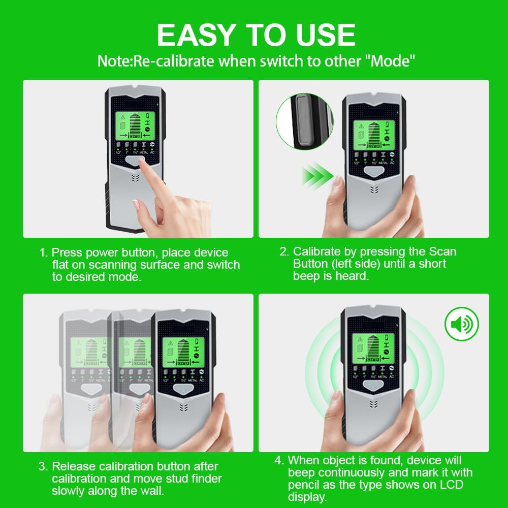 5-in-1 Digital Stud Finder & Wall Scanner – Wood, Metal & AC Detection