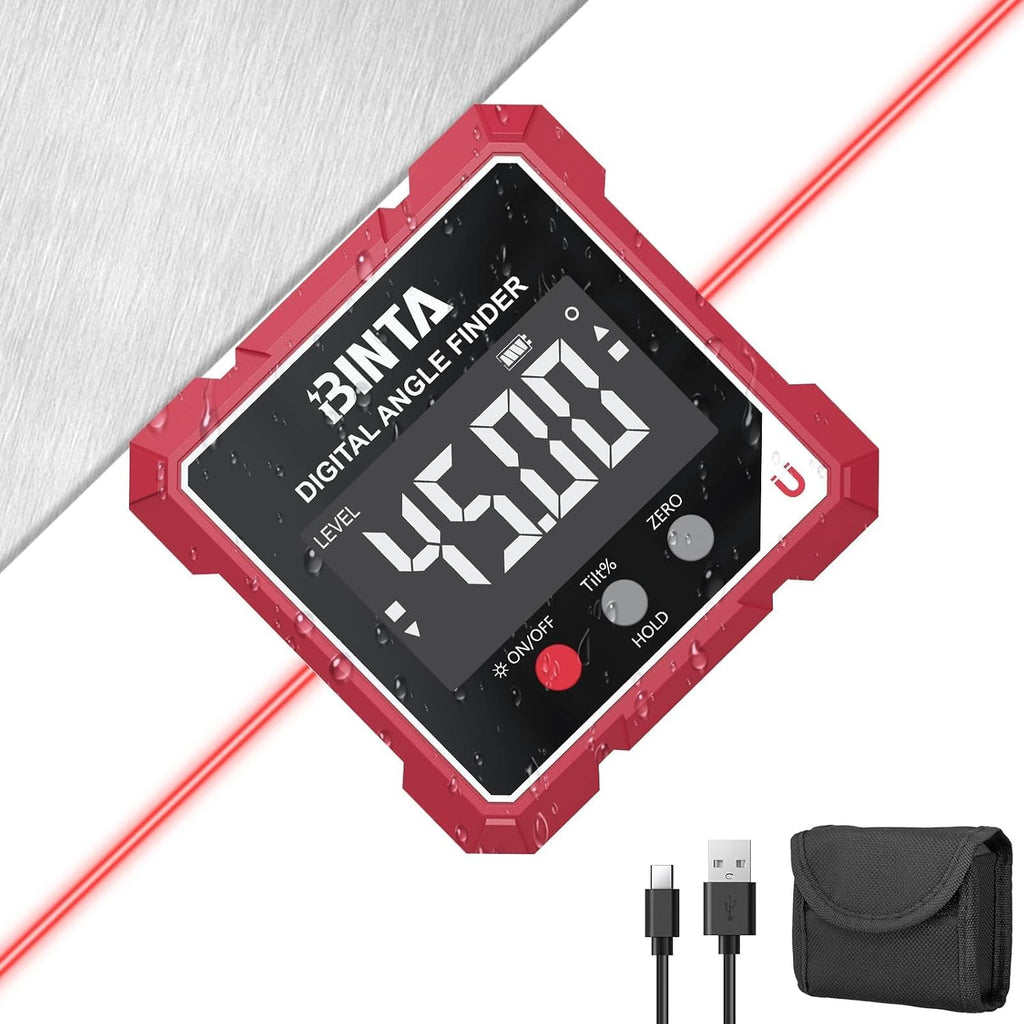 Rechargeable Digital Angle Finder with Dual Laser & Magnetic Base