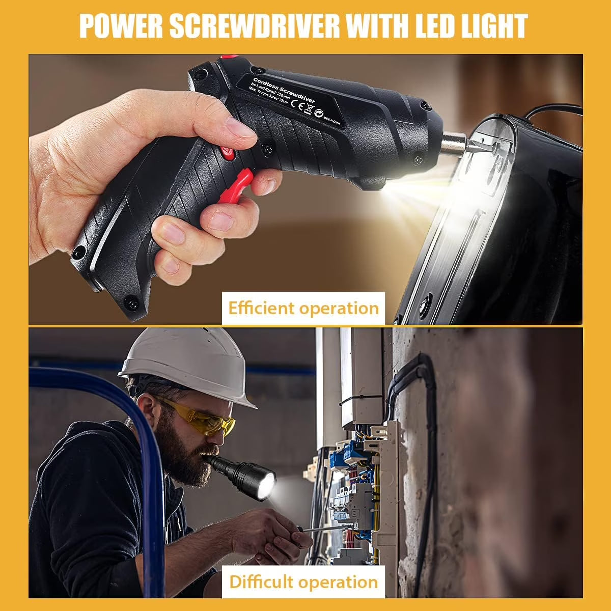 45-Piece USB Rechargeable Cordless Screwdriver Kit with LED Light