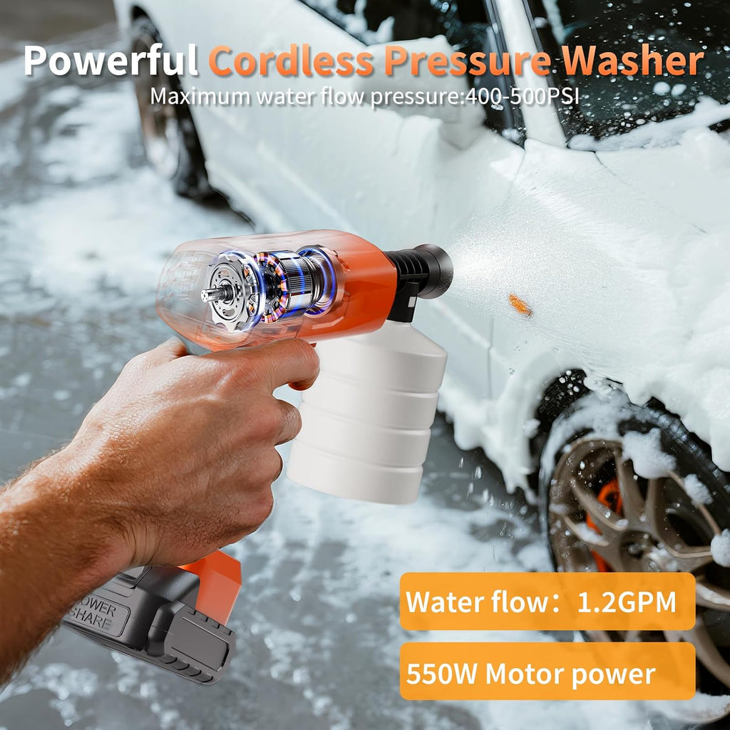 Cordless Power Washer Kit – 6-in-1 Adjustable Nozzle & Dual Batteries