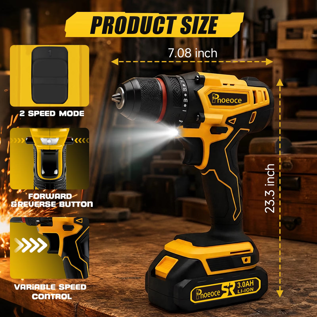20V Cordless Drill Kit – Dual Batteries, 25+1 Clutch & Accessory Set