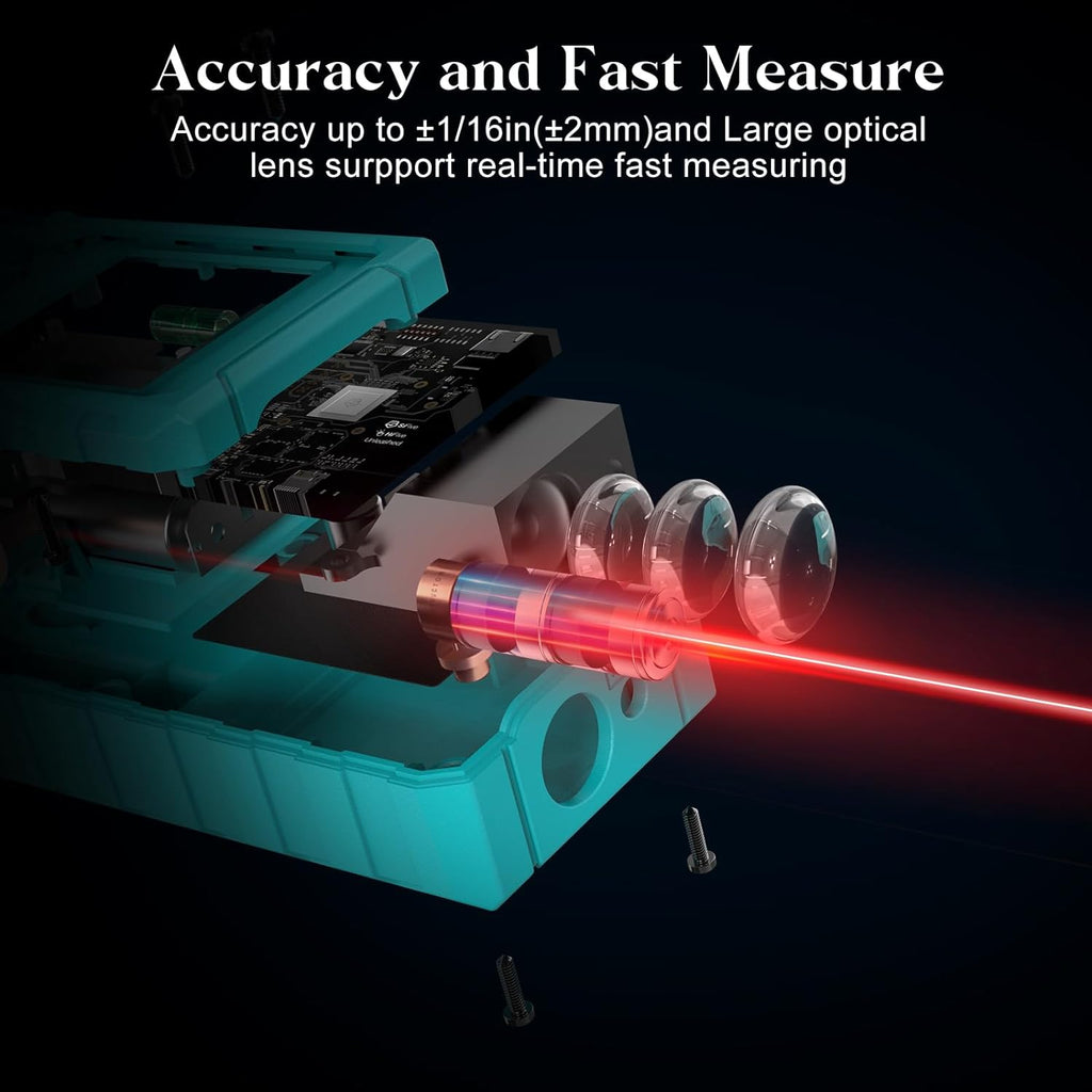 165FT Digital Laser Distance Measure – Backlit LCD & Bubble Level