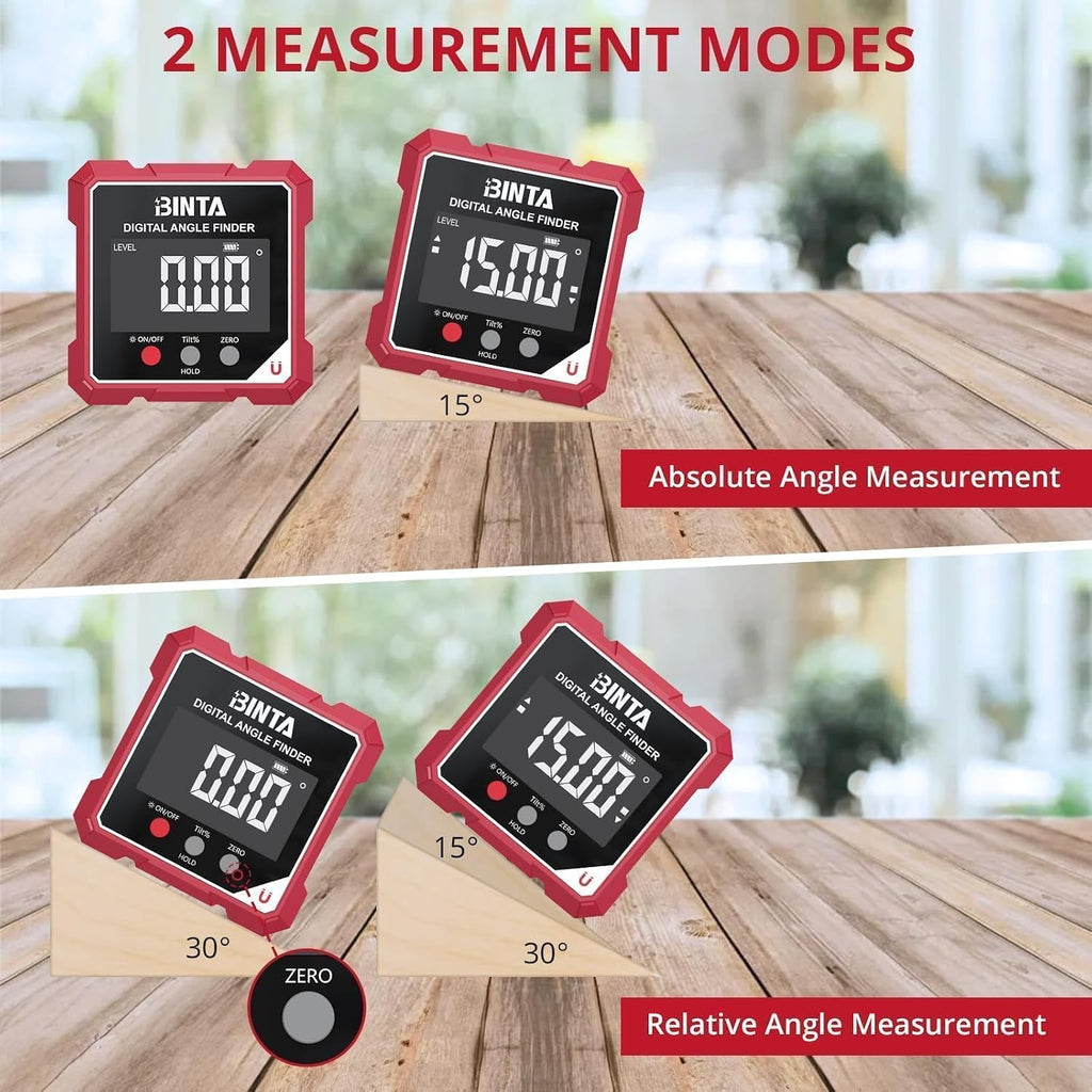 Rechargeable Digital Angle Finder with Dual Laser & Magnetic Base