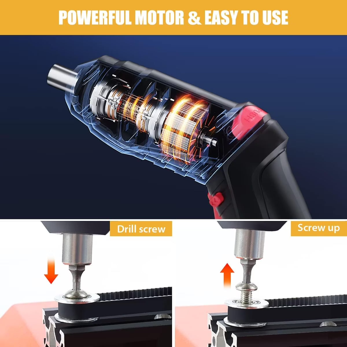 45-Piece USB Rechargeable Cordless Screwdriver Kit with LED Light
