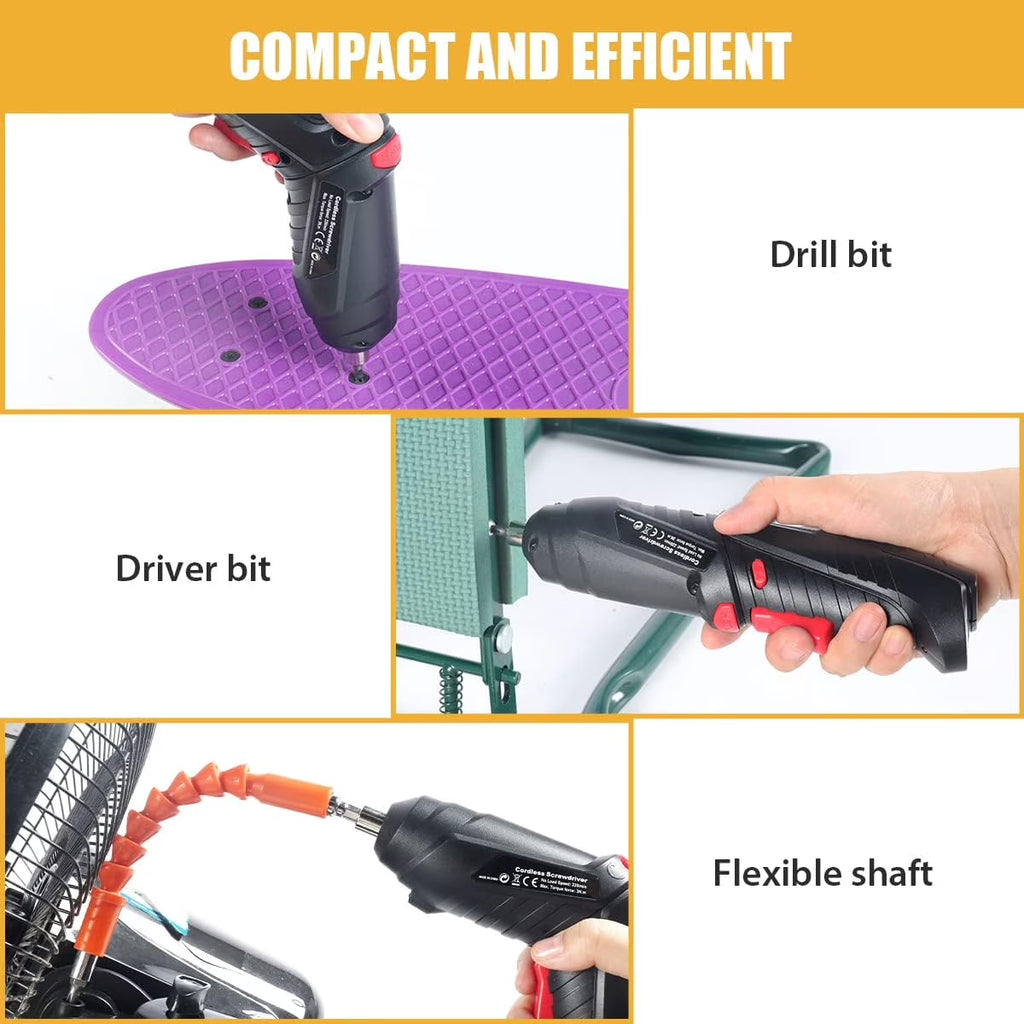 45-Piece USB Rechargeable Cordless Screwdriver Kit with LED Light