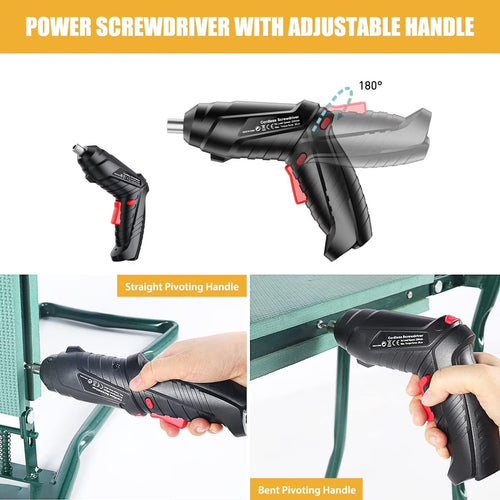 45-Piece USB Rechargeable Cordless Screwdriver Kit with LED Light