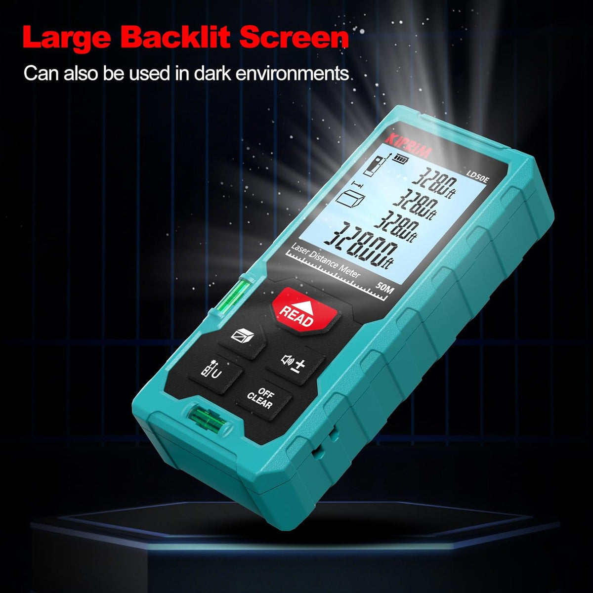 165FT Digital Laser Distance Measure – Backlit LCD & Bubble Level