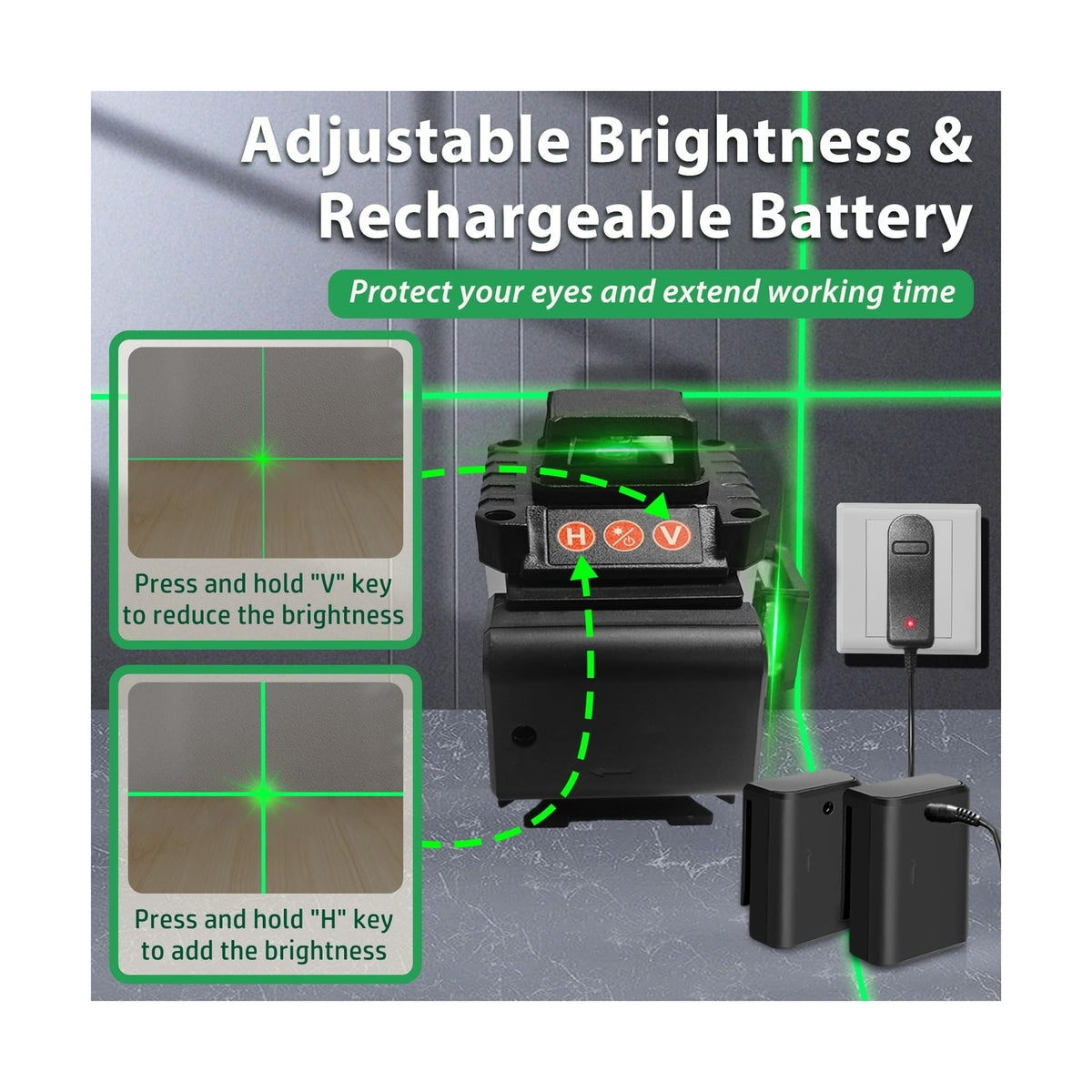 4D 360° Green Laser Level Kit with Tripod & Dual Batteries