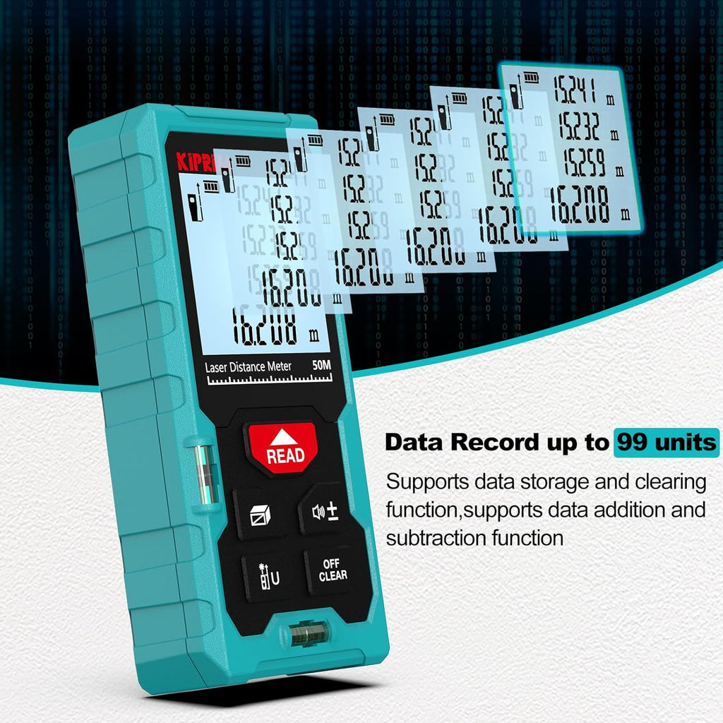 165FT Digital Laser Distance Measure – Backlit LCD & Bubble Level