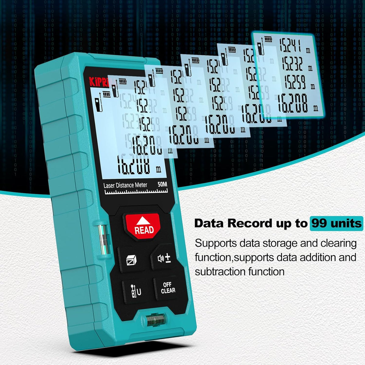 165FT Digital Laser Distance Measure – Backlit LCD & Bubble Level