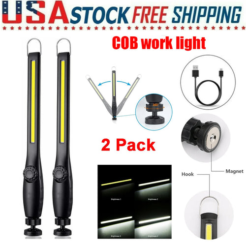 2-Pack Rechargeable Magnetic LED Work Lights – USB Cordless