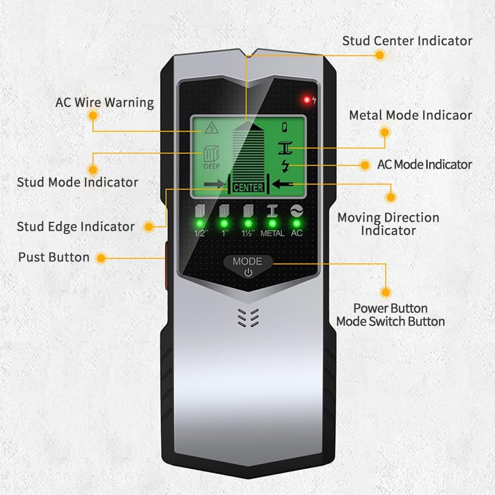 5-in-1 Digital Stud Finder & Wall Scanner – Wood, Metal & AC Detection