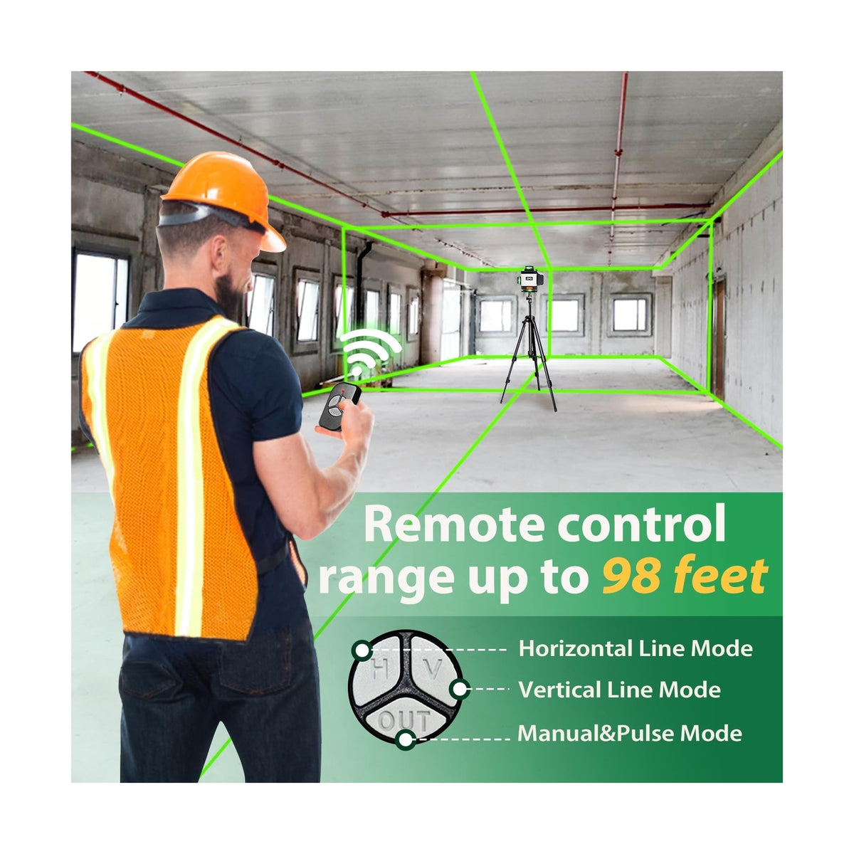 4D 360° Green Laser Level Kit with Tripod & Dual Batteries
