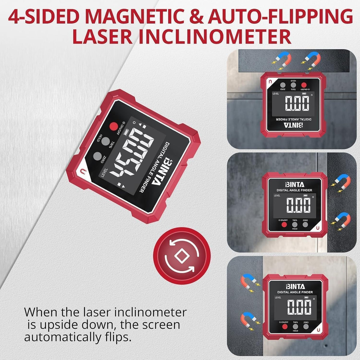 Rechargeable Digital Angle Finder with Dual Laser & Magnetic Base