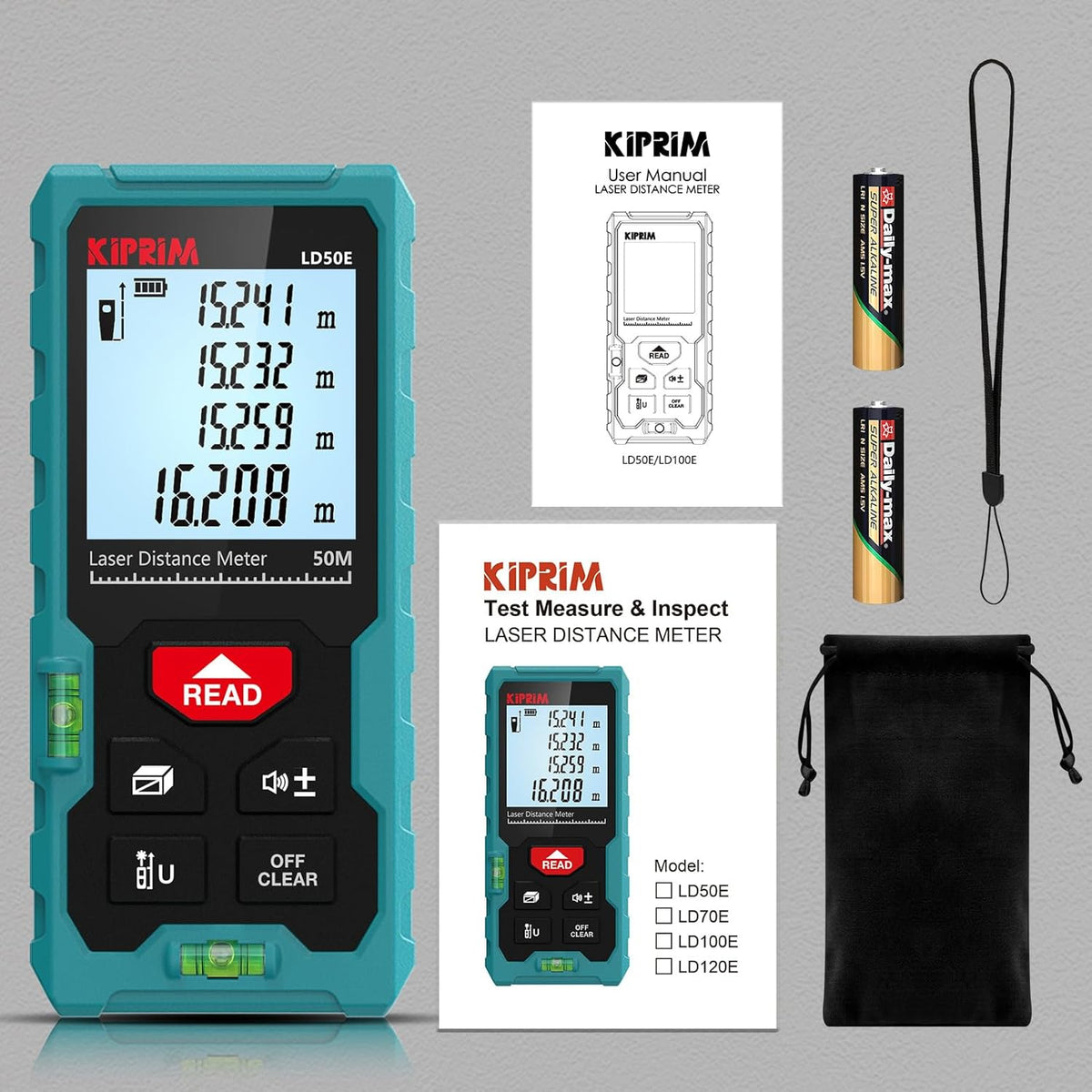 165FT Digital Laser Distance Measure – Backlit LCD & Bubble Level